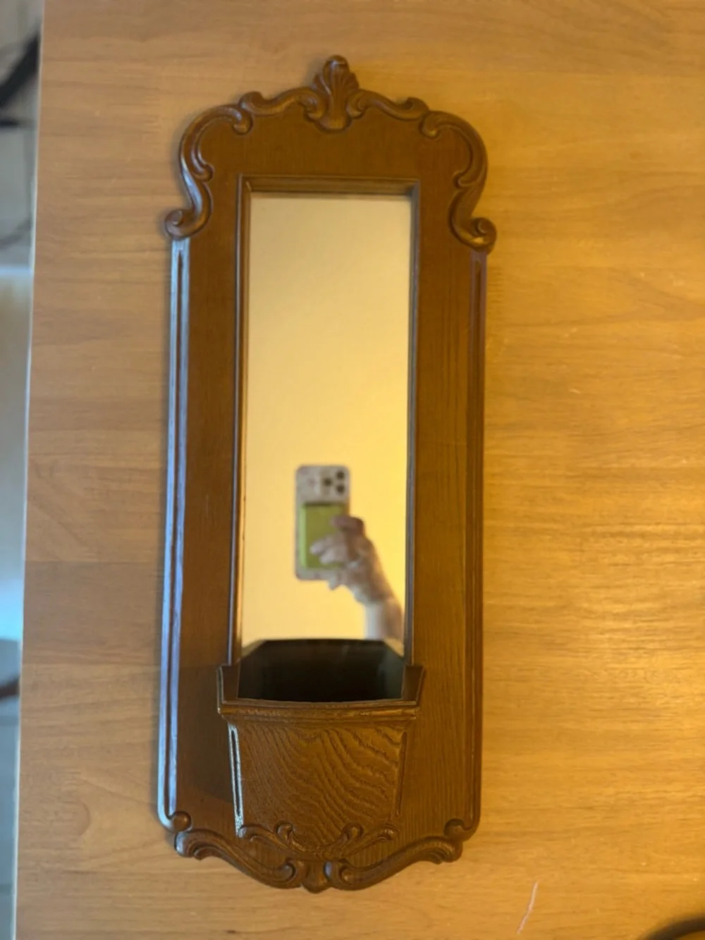 Vintage Burwood Homco Pocket Faux wood Wall Mirror
